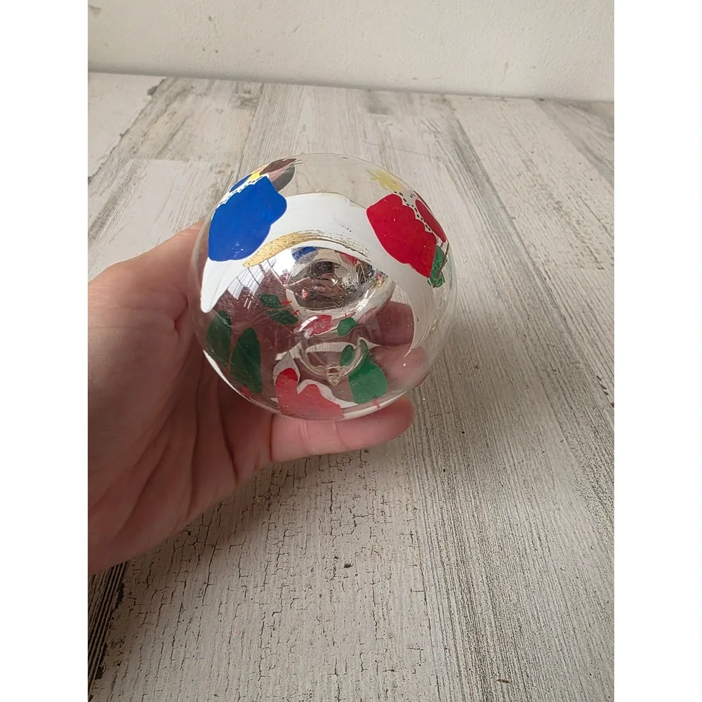 Vintage Italian reflector Nativity house glass dome ornament teardrop tree Xmas